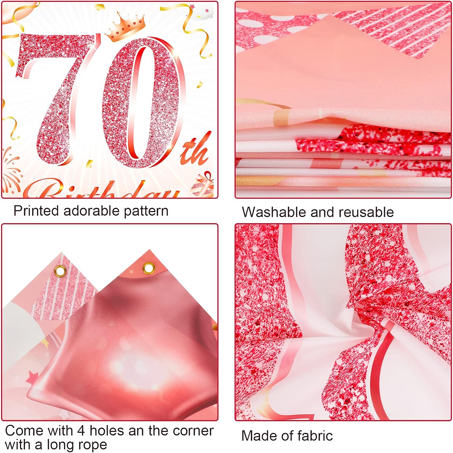 DPKOW Rose Gold 70th Birthday Party Decoration Woman - Image 4