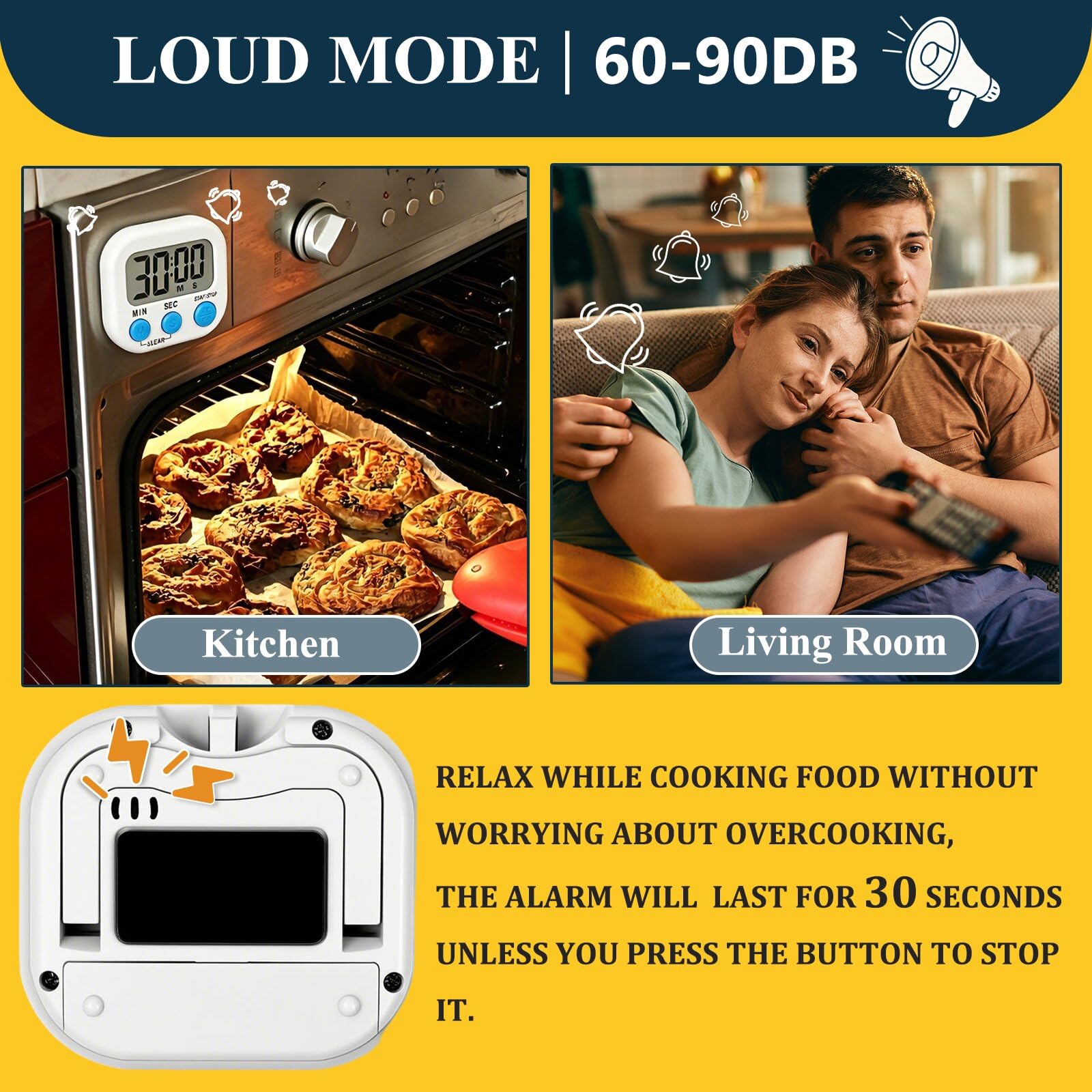 Confezione da 12 timer da cucina digitali per cucinare, allarme forte, grande display LCD, timer magnetico per insegnanti, bambini, ampiamente utilizzati in classe, cucina, riunioni, palestra