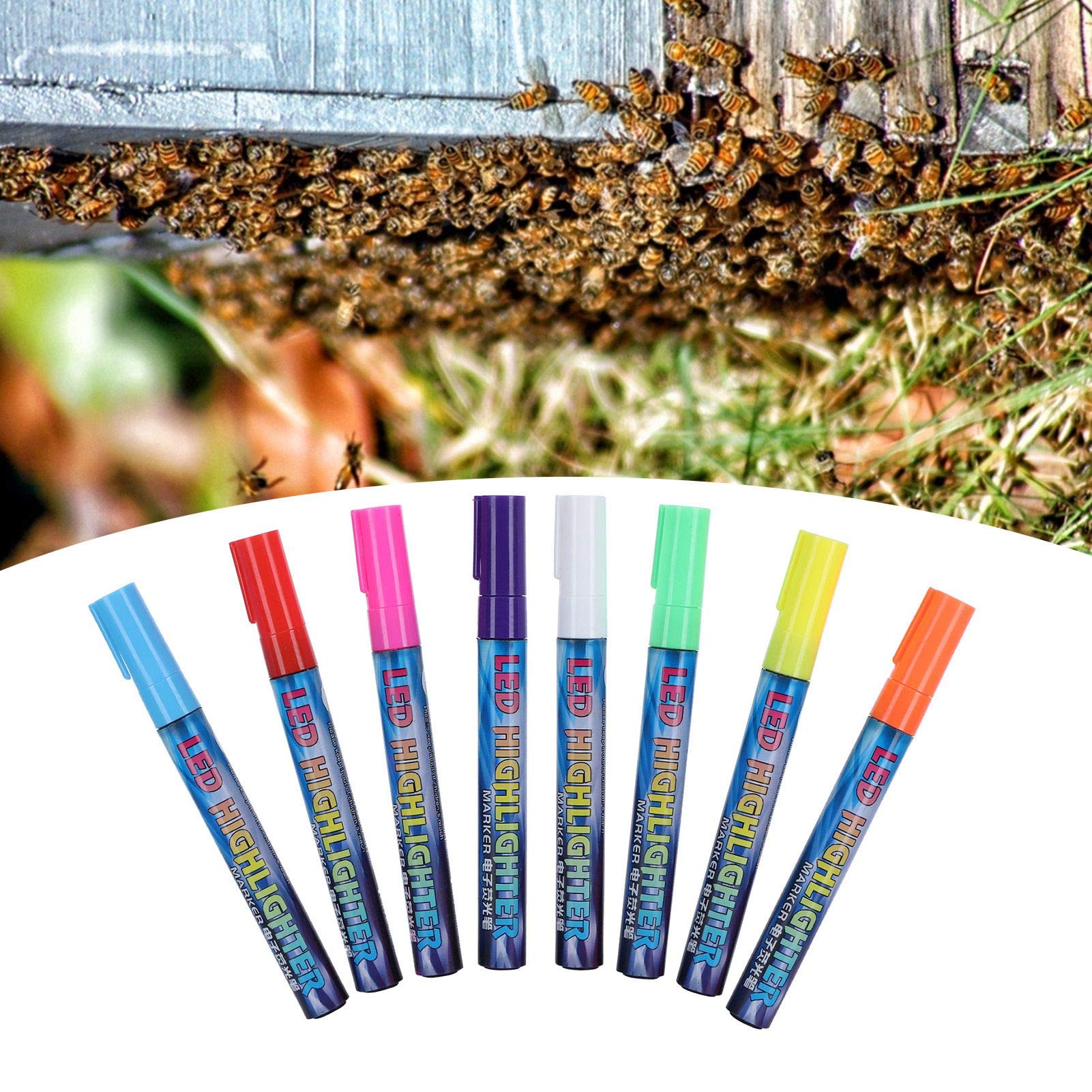 8 pièces Stylo de marquage de Reine des Abeilles, stylos marqueurs de Peinture d'apiculteur pour marquer en Toute sécurité la Reine des Abeilles, 8 stylos marqueurs d'apiculture de Couleurs Vives