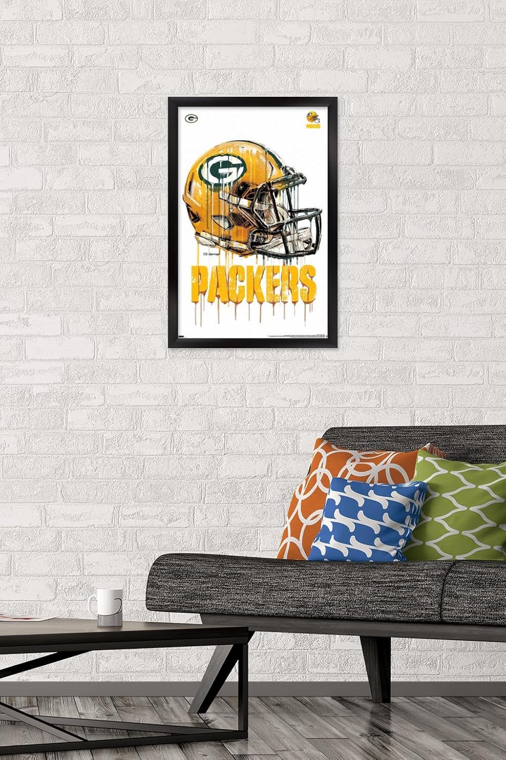 Trends International NFL Green Bay Packers - Drip Helmet 20 Wall Poster, 14.725" x 22.375", Black Framed Version