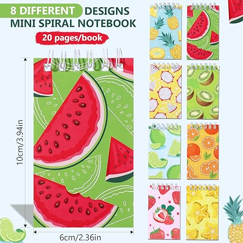 Miniatura 2 de Nezyo 24 cuadernos pequeños de bolsillo de verano con frutas, recuerdos de fiesta, pequeños bloc de notas en espiral de 2.36 x 3.94 pulgadas, lindo
