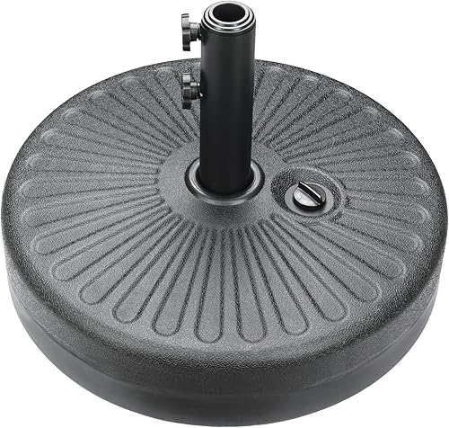 HealSmart Base de sombrilla de patio de 20 pulgadas, 50 libras, duradera, rellenable, soporte resistente para césped al aire libre, cubierta, junto