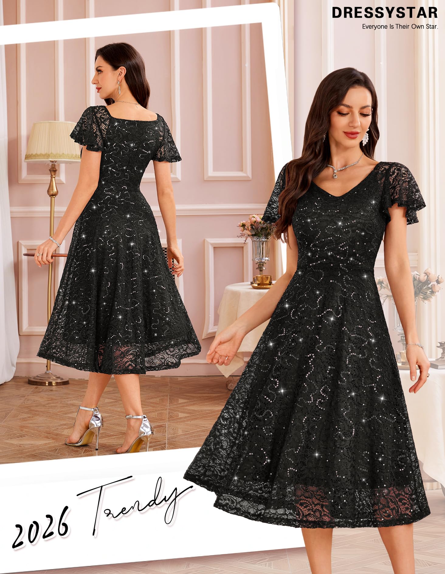 Abito da sera elegante con paillettes per matrimonio, abito da cocktail, estivo, da donna, per feste, cresima