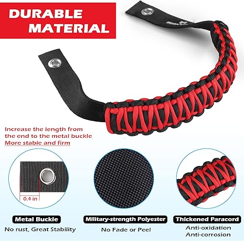 Vista 17 de SEVEN SPARTA Paquete de 4 asas de agarre compatibles con Ford Bronco 2021 2022 2023 2024 2/4 puertas, mango de agarre de paracaídas, repuesto