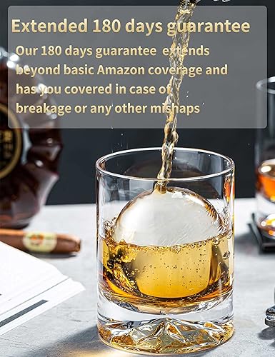 Miniatura 8 de JBHO Cóctel doble de cristal soplado a mano, vasos de whisky sólidos, vasos de rocas, vasos de bola baja, 12 onzas, juego de 2 unidades, tamaño