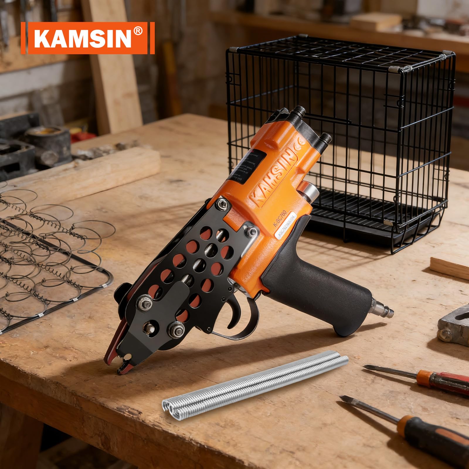 KAMSIN K-SC760 Pistola pneumatica ad anello a C, calibro 16, Diametro di chiusura di 3,0 mm Strumento di pinza per anelli di maiale a risparmio di manodopera per gabbie