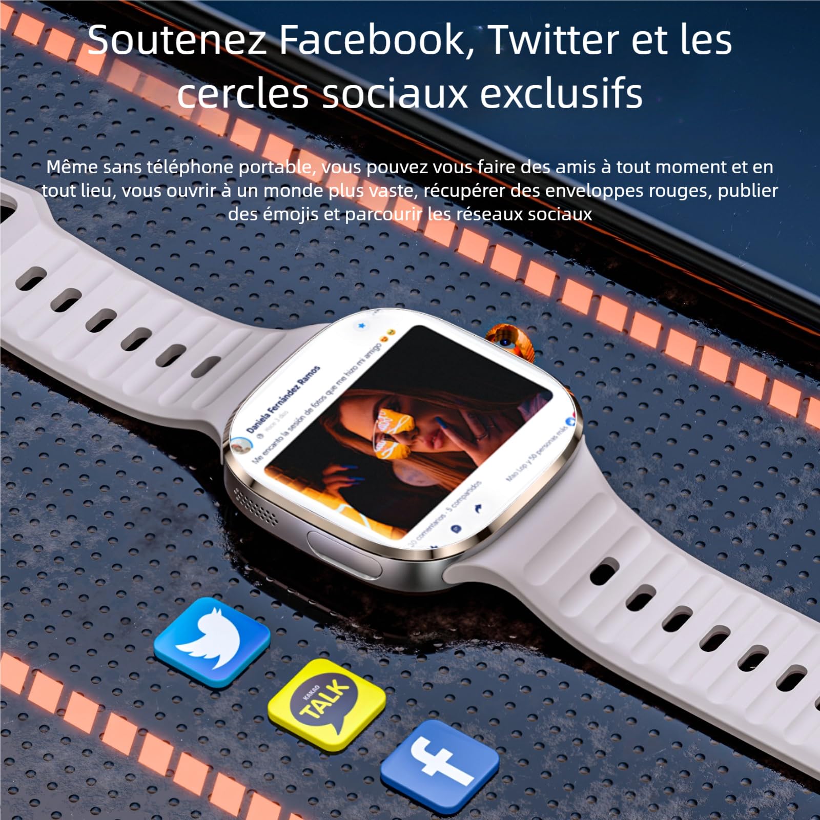 LOKMAT Montre intelligente Android avec carte SIM 4G, écran AMOLED de 2,16", 3 Go + 32 Go, pour homme et femme, avec caméra rotative, WiFi, GPS, 1150 mAh, montre de suivi d'activité physique (doré)