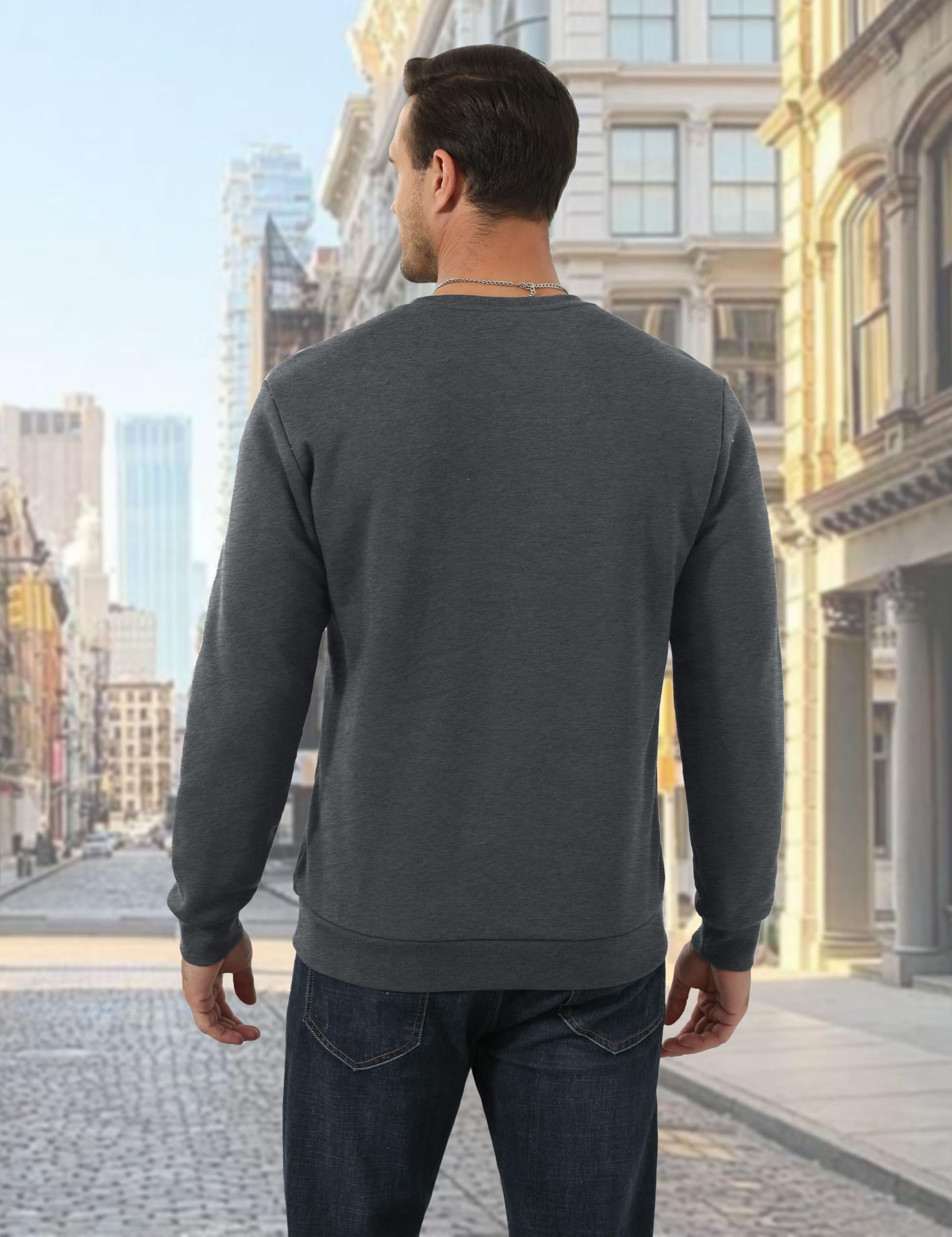 MAGCOMSEN Sweat-shirt d'hiver en polaire pour homme - Pull de sport chaud à manches longues avec col rond