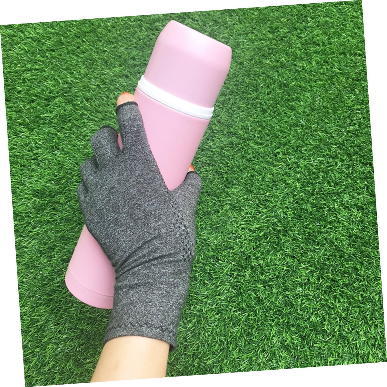 minkissy Unisex Half Finger Gloves for Tendonitis Carpal Tunnel Relief Grey Size s