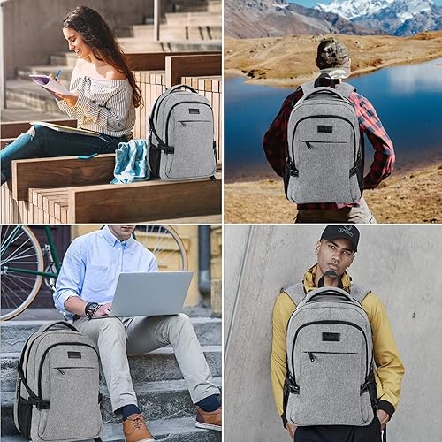 Miniatura 10 de ANKUER Mochilas para hombres y mujeres, mochila para laptop de hasta 15.6 pulgadas para viajes, mochilas con puerto de carga USB, mochila de trabajo