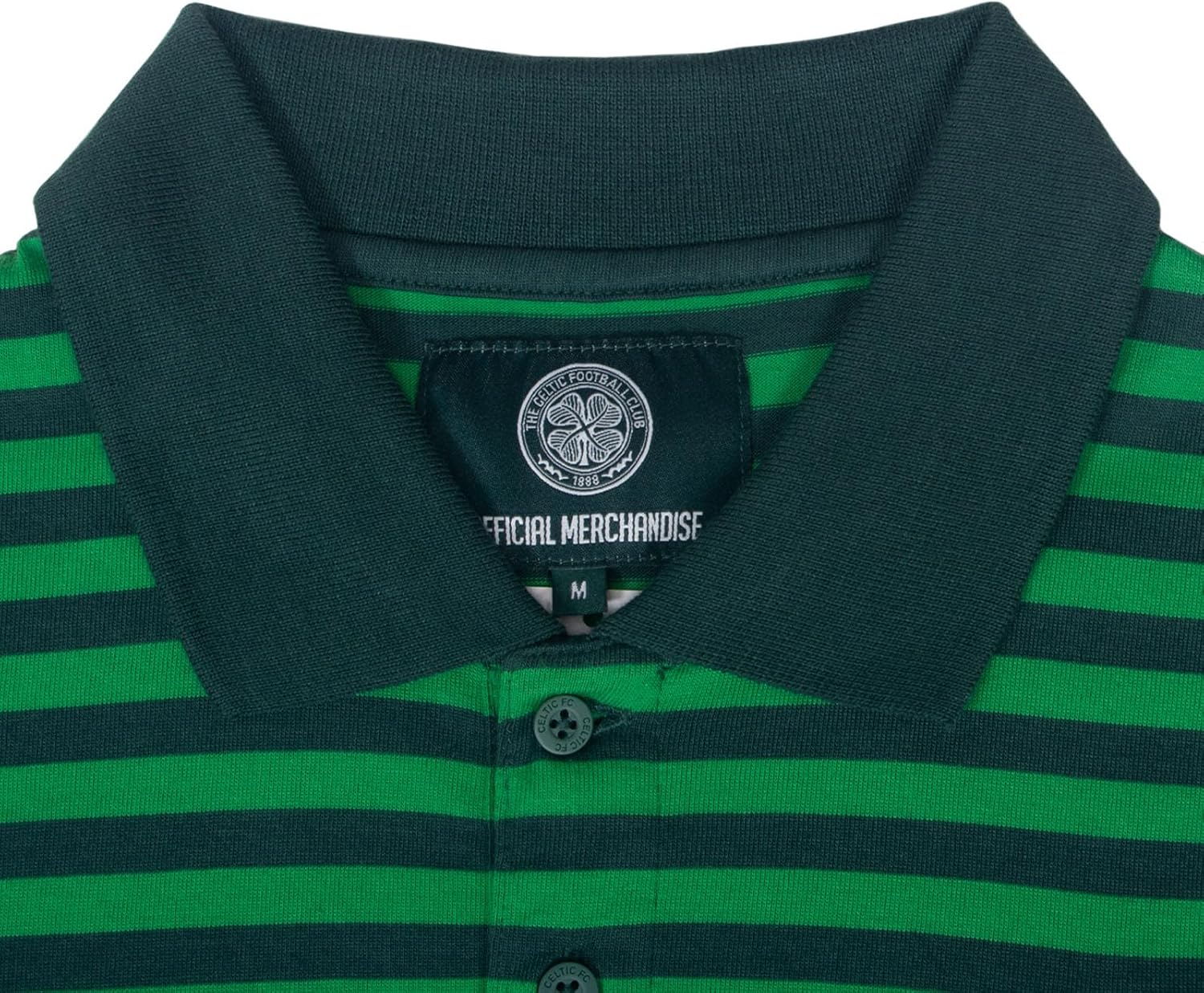Celtic FC Official Soccer Gift Mens Yarn Dye Marl Striped Polo Shirt