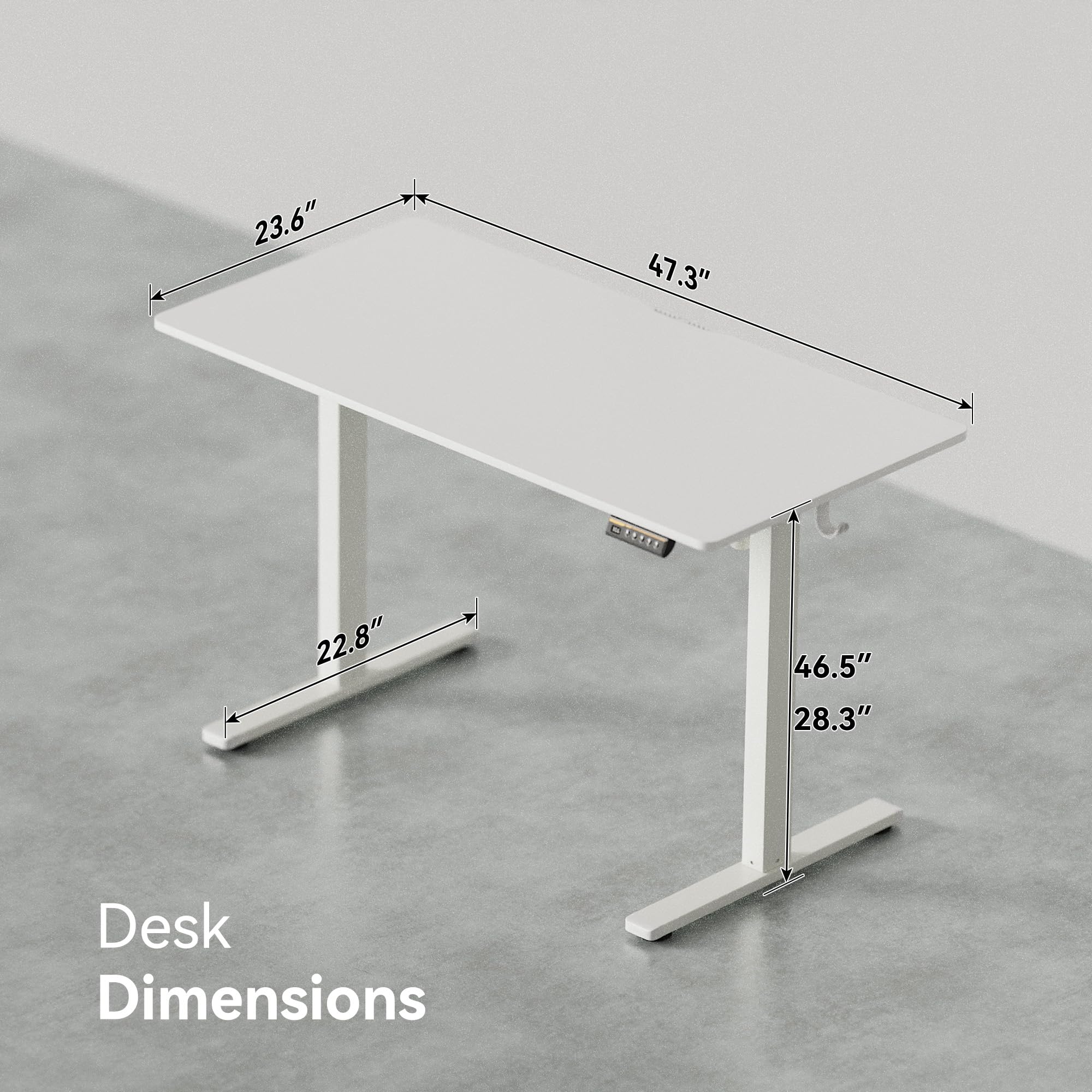 Höhenverstellbarer elektrischer Stehtisch, ergonomischer Schreibtisch mit feststellbaren Rollen, Bürotisch für Heim- und Büroarbeit, Weiß 120x60cm
