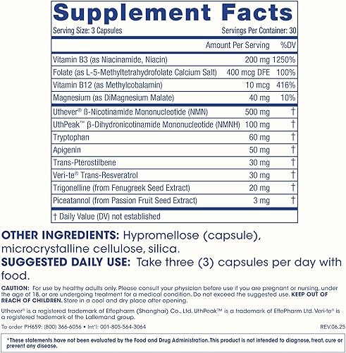 Miniatura 7 de ProHealth NAD Triple Boost con NMN 500 mg y NMNH 100 mg más apigenina y trans-resveratrol. Promueve la longevidad, la salud del corazón y el