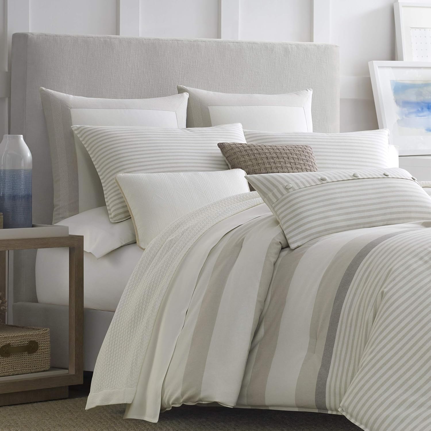 Exсluѕіvе Dіѕсоunt 60% Prісе Nautica Home | Saybrook Collection | 100% Cotton Cozy & Soft, Durable & Breathable Striped Reversible Duvet Cover with Matching Shams, 3-Piece Bedding Set, King, Beige
