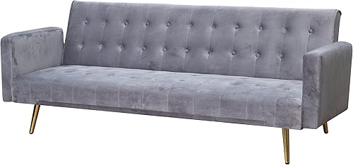 Miniatura 3 de Bonrcea Sofá futón de terciopelo de 75 pulgadas, capacidad de 500 libras para sala de estar pequeña
