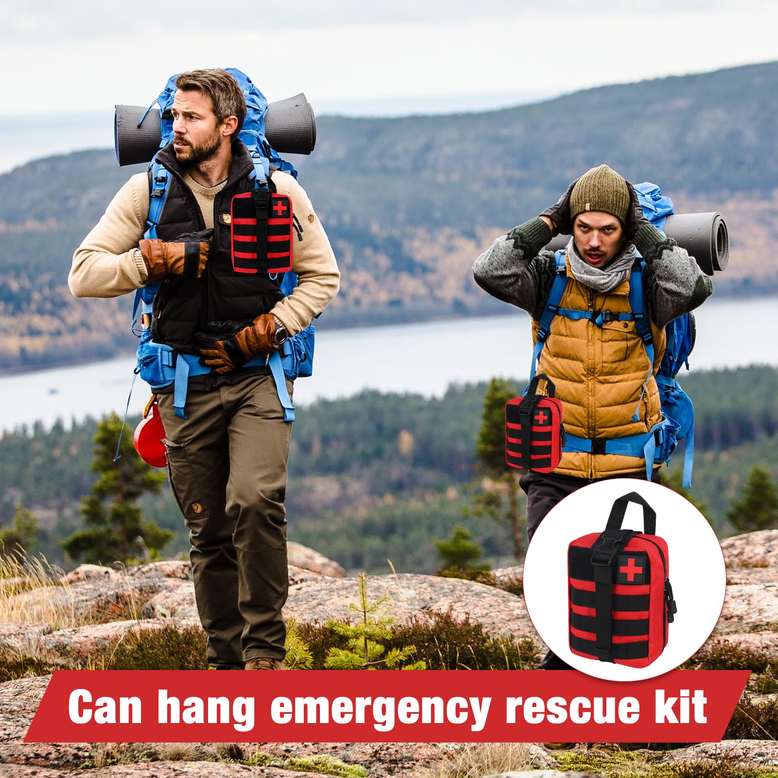 Mineup Kit di Pronto Soccorso, 54 pezzi Kit di Sopravvivenza di Emergenza, Set di primo soccorso, Borsa di primo soccorso, Borsa per la farmacia di viaggio, per casa, auto, campeggio, escursionismo