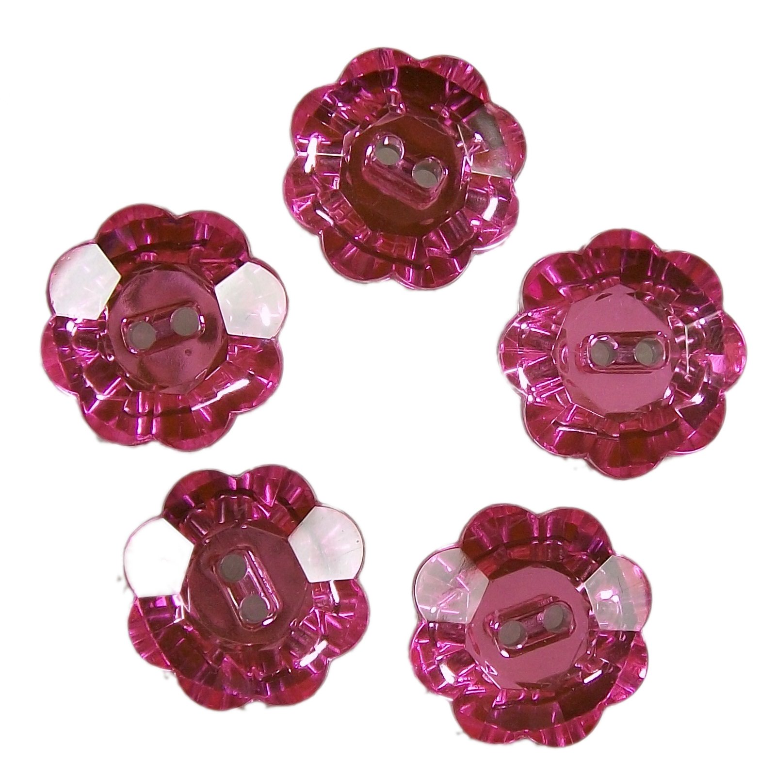 Push The Button Pink Acrylic Crystal Effect Flower Shape Buttons 10Mm (, 5)