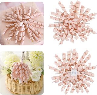 AIMUDI Rose Gold Curly Bows 4" Self Adhesive Pink Burst Bows Curly Ribbon Bows for Gift Wrapping Twist Tie Bows for Treat Bags Gift Basket Baby Shower Wedding Party Decorations - 6 Counts