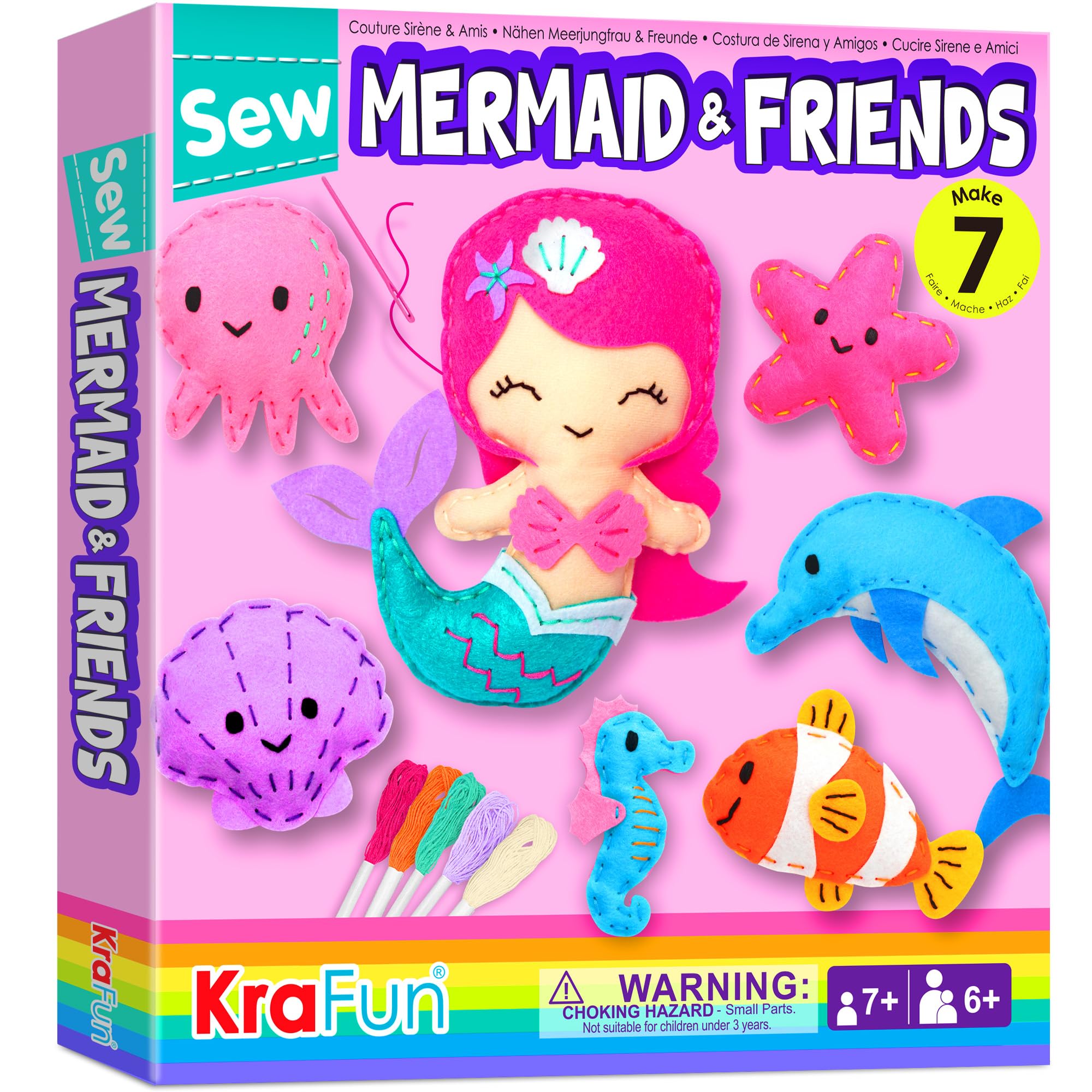Amazon.com: KRAFUN Mermaid Sea Animals Beginner Sewing Kit for
