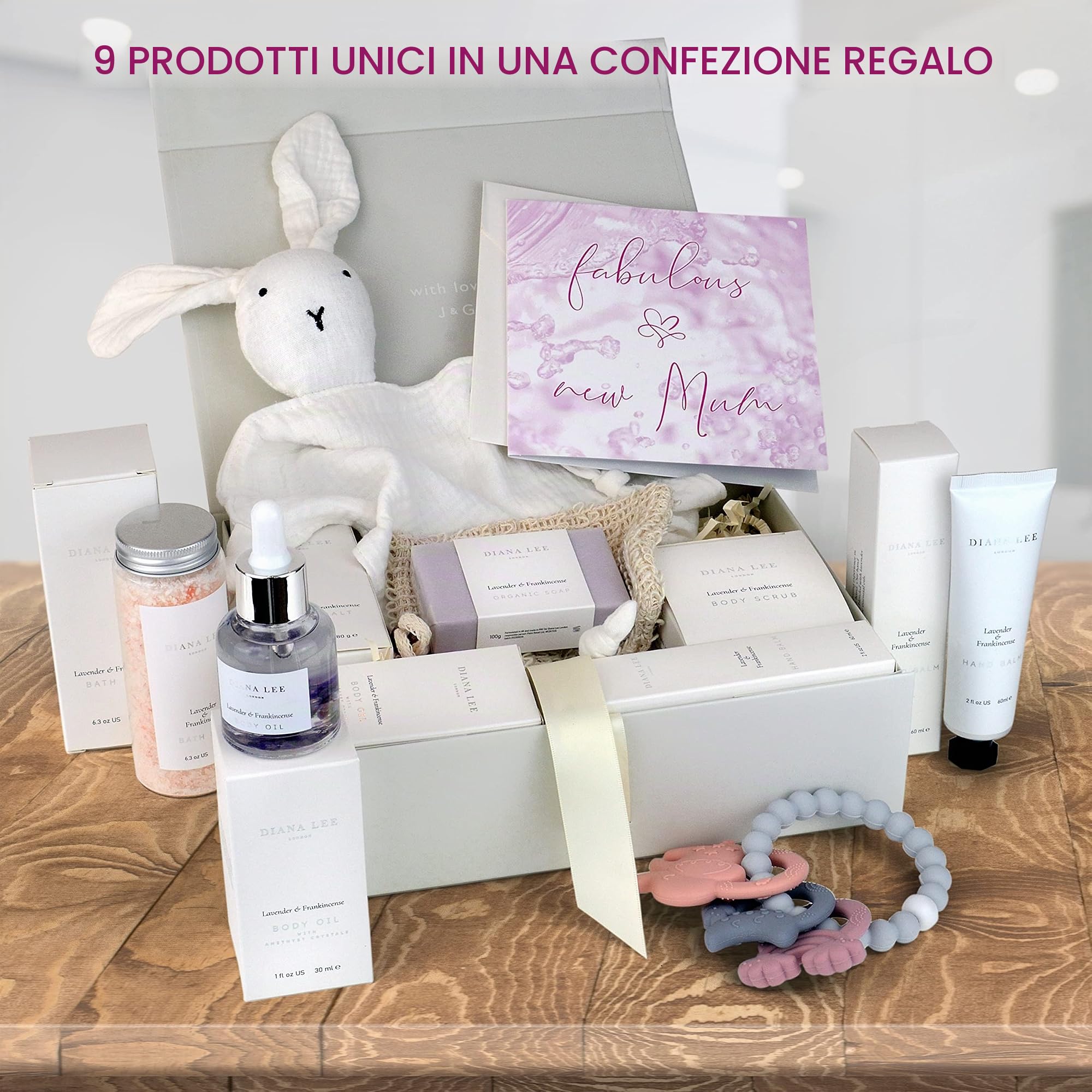 Jasmyn & Greene Cesto Regalo per la Mamma - 9 Essenziali di Lusso per Baby Shower e Neonato. Regalo per Donne in Gravidanza Con Lavanda