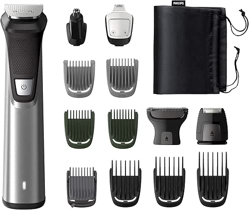 Philips Multigroom Série 7000, Tondeuse Multi-styles 14-en-1 pour Visage, Cheveux