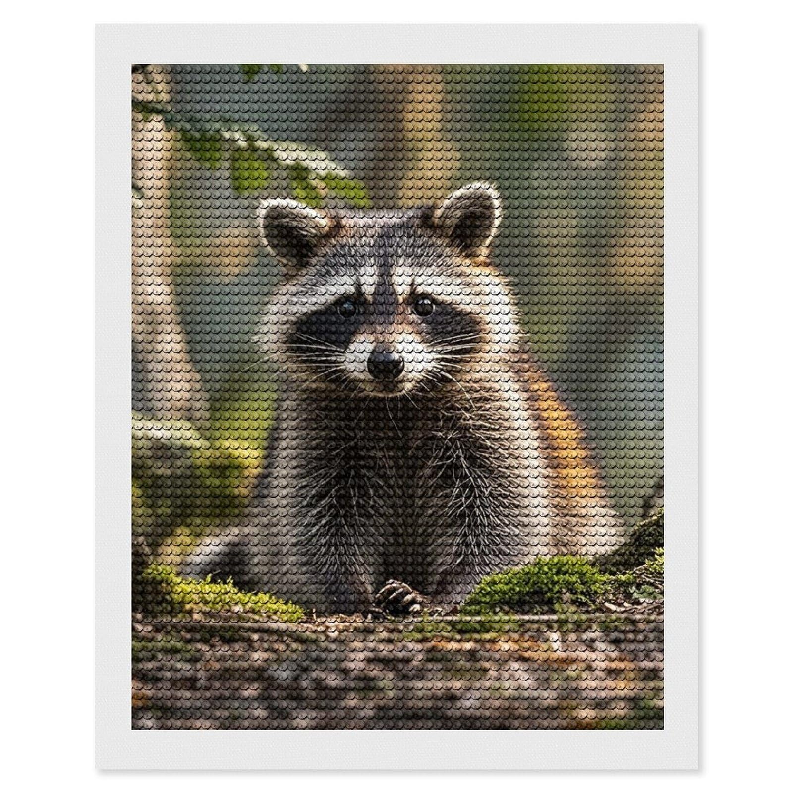 Woodland Raccoon Animal Diamond Painting Kits for Adults, DIY 5D Diamond Painting Kits for Beginners, Round Full Drill Diamond Dots Paintings, Diamonds Pictures Gem Art for Crafts Home Decor 16"x20"