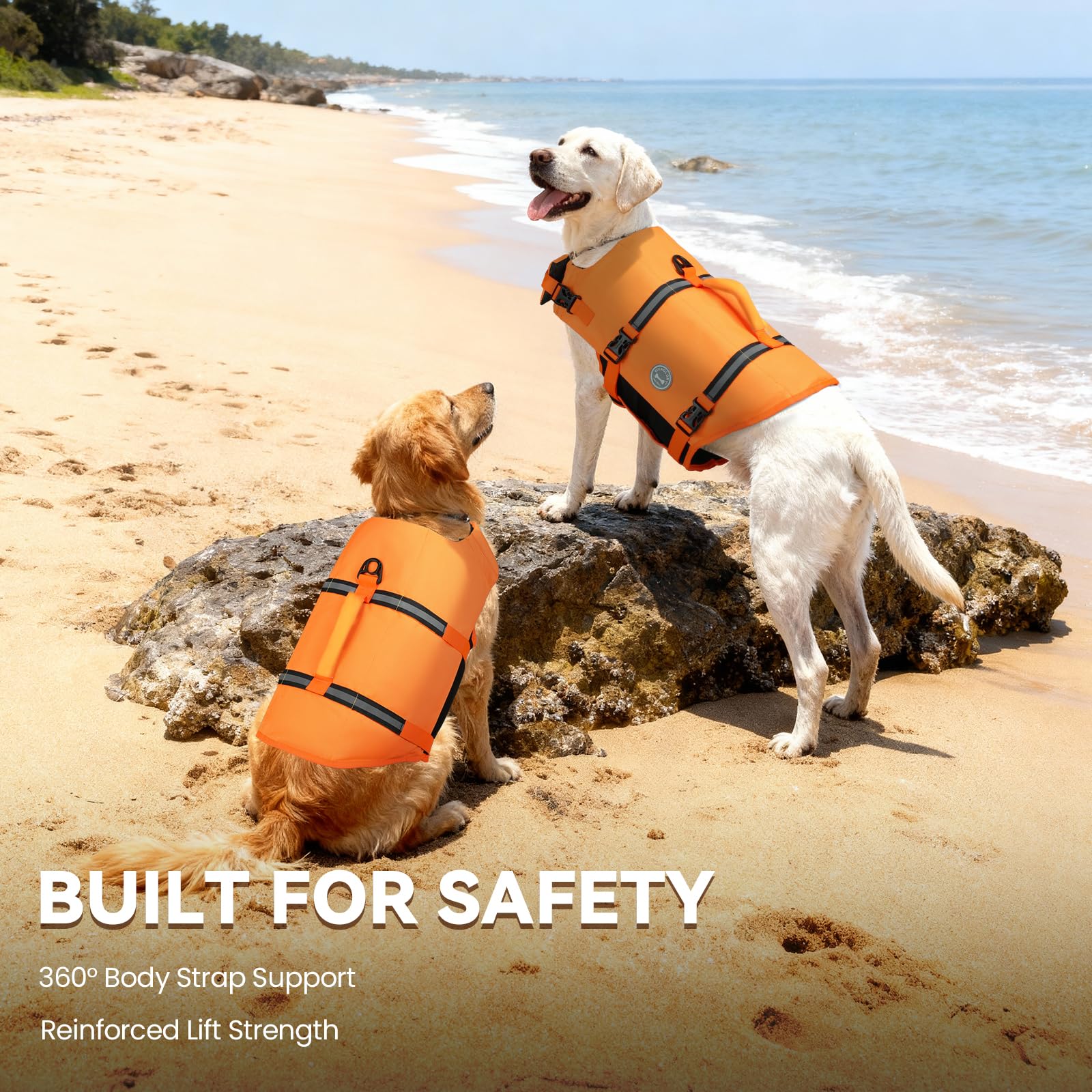 VIVAGLORY Rip Stop Dog Life Jacket, Buoyancy Aid with Handle, Buoyancy for Doggy, Dog Life Jacket for Swimming & Boating, XXS, Bright Orange — view 68