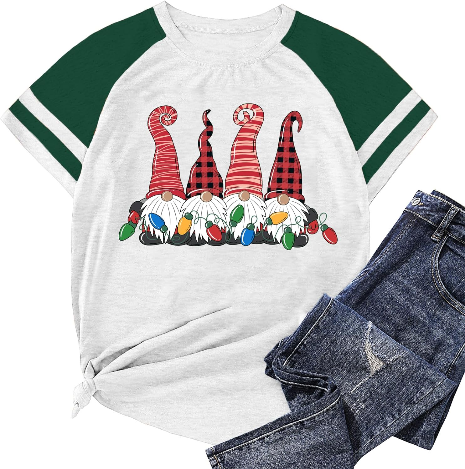 LBP Christmas Gnomes Shirts for Women Merry Christmas T-Shirt Xmas Holiday Tee Tops