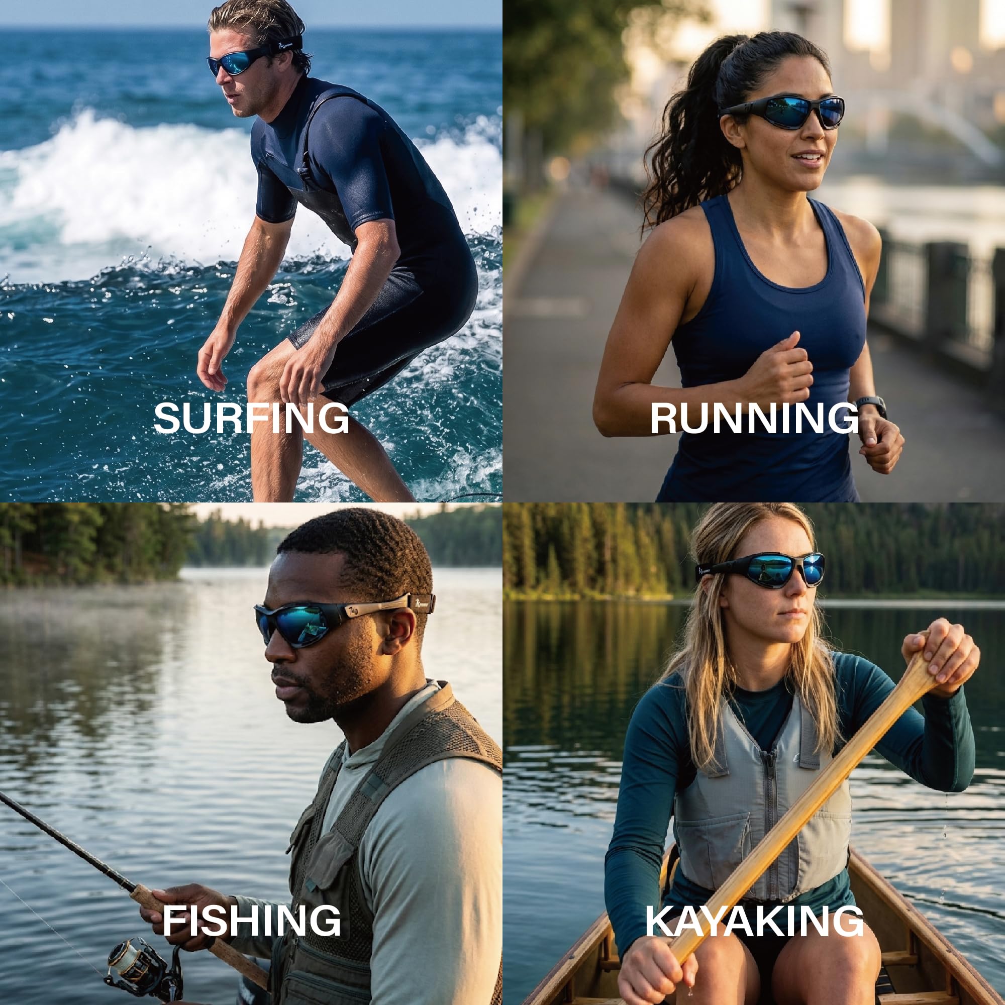 Stingray Polarisierte schwimmende Sonnenbrille - UV400-Schutz für Männer und Frauen, ideal für Wassersport (mattschwarz/blaue Linse)
