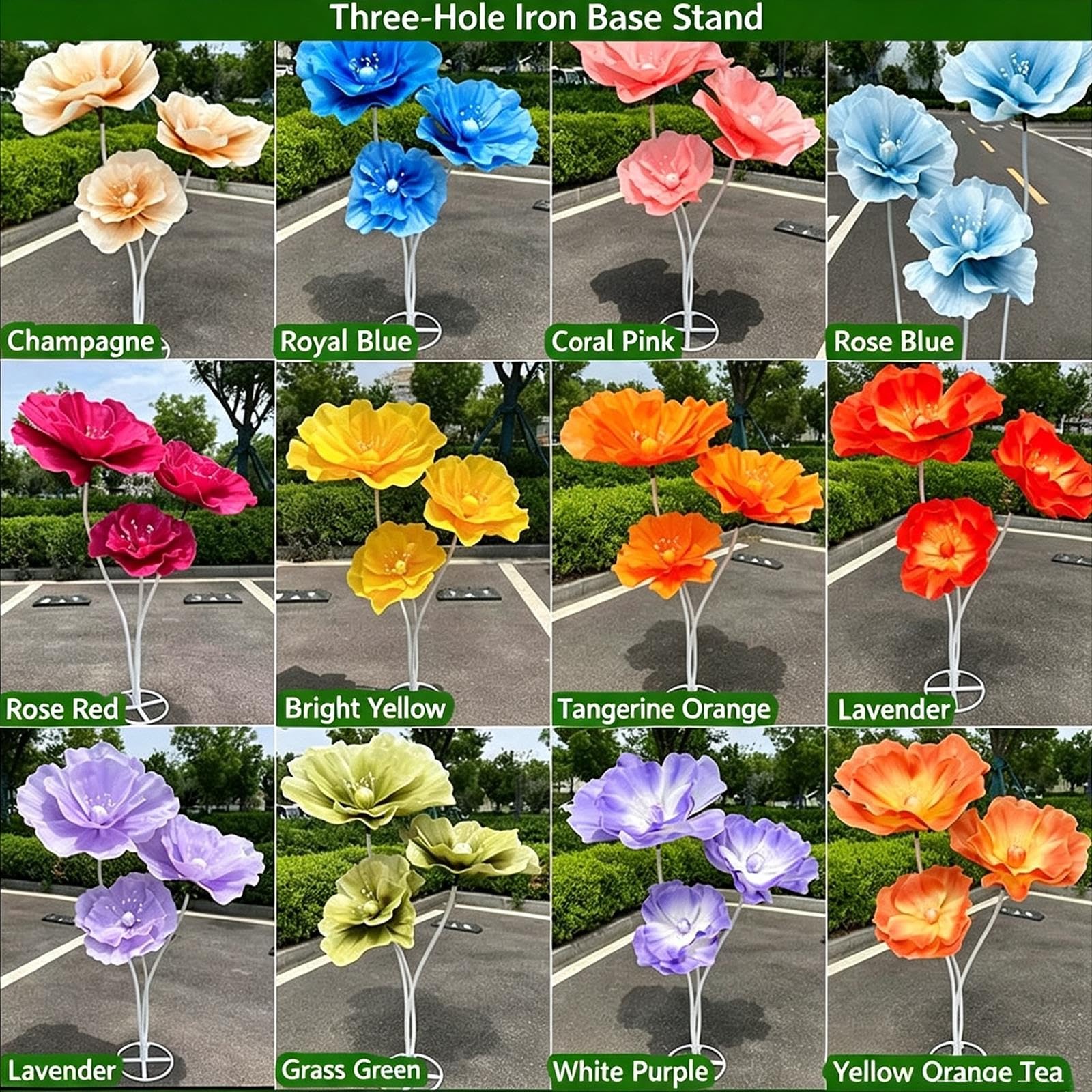 Große Künstliche Dekos Blumen aus Eva‑Schaum mit Stabiler Metallbasis | Realistische Stehende Kunstblumen for Hochzeitsdekorationen, Party, Garten‑ und Laden‑Schaufensterdekoration(Style 4)