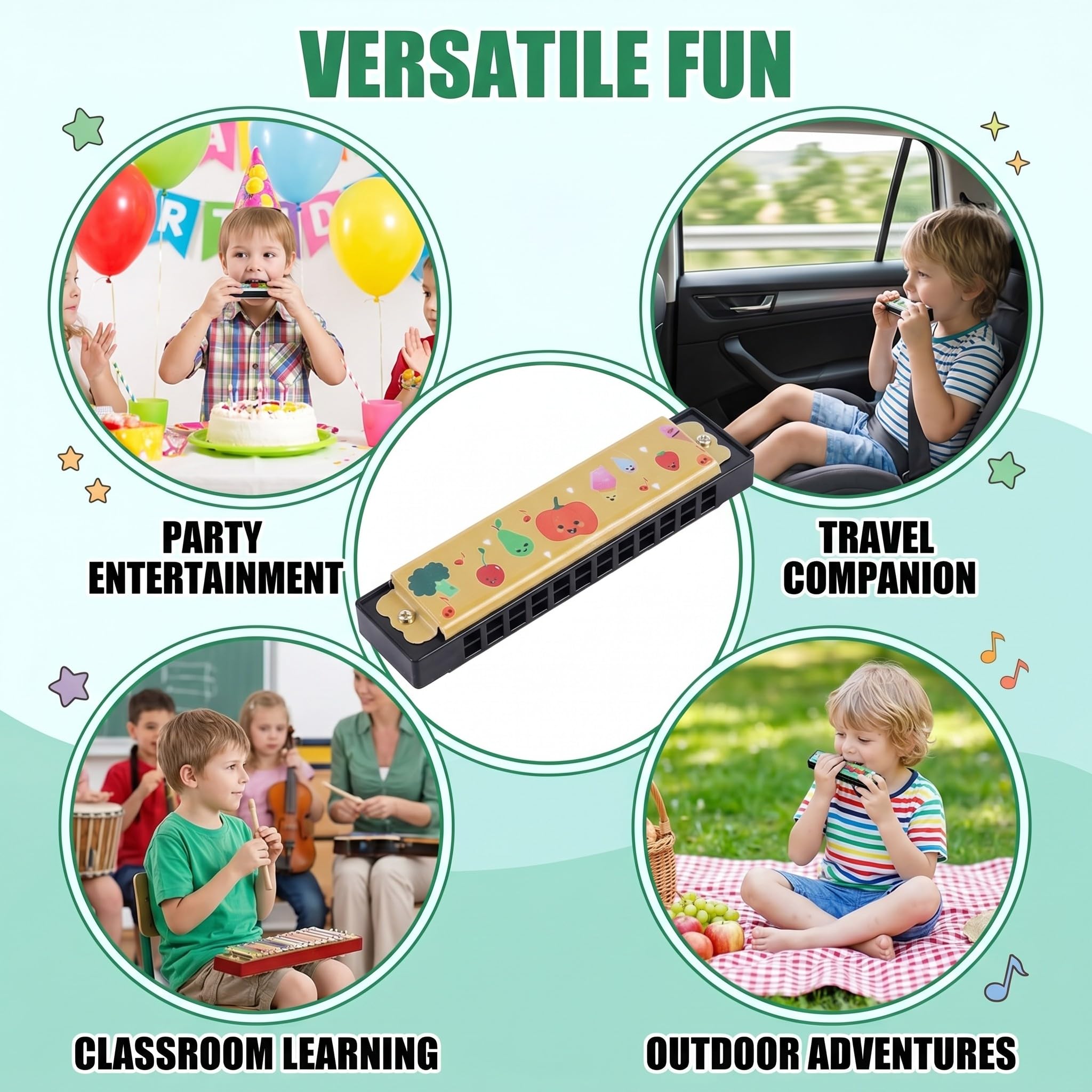 6 Pièces Harmonica Enfant, Har Monica de Bande Dessinée pour Enfants, pour Débutants,Enfants,Étudiants,Adultes,Joueurs Professionnels