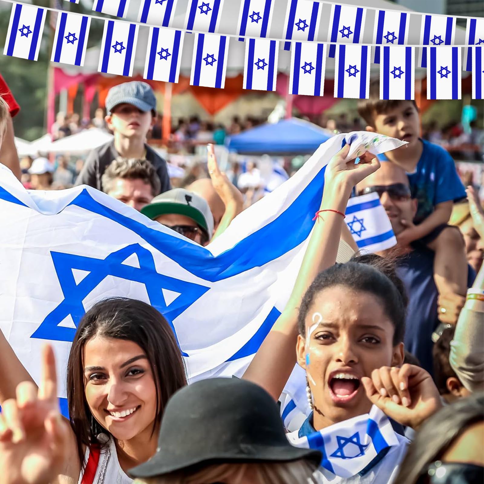 Israel-Flaggen Banner, 10 M Mit 38 Wimpeln – Blau-weiße Wimpelkette Für Innen & Außen