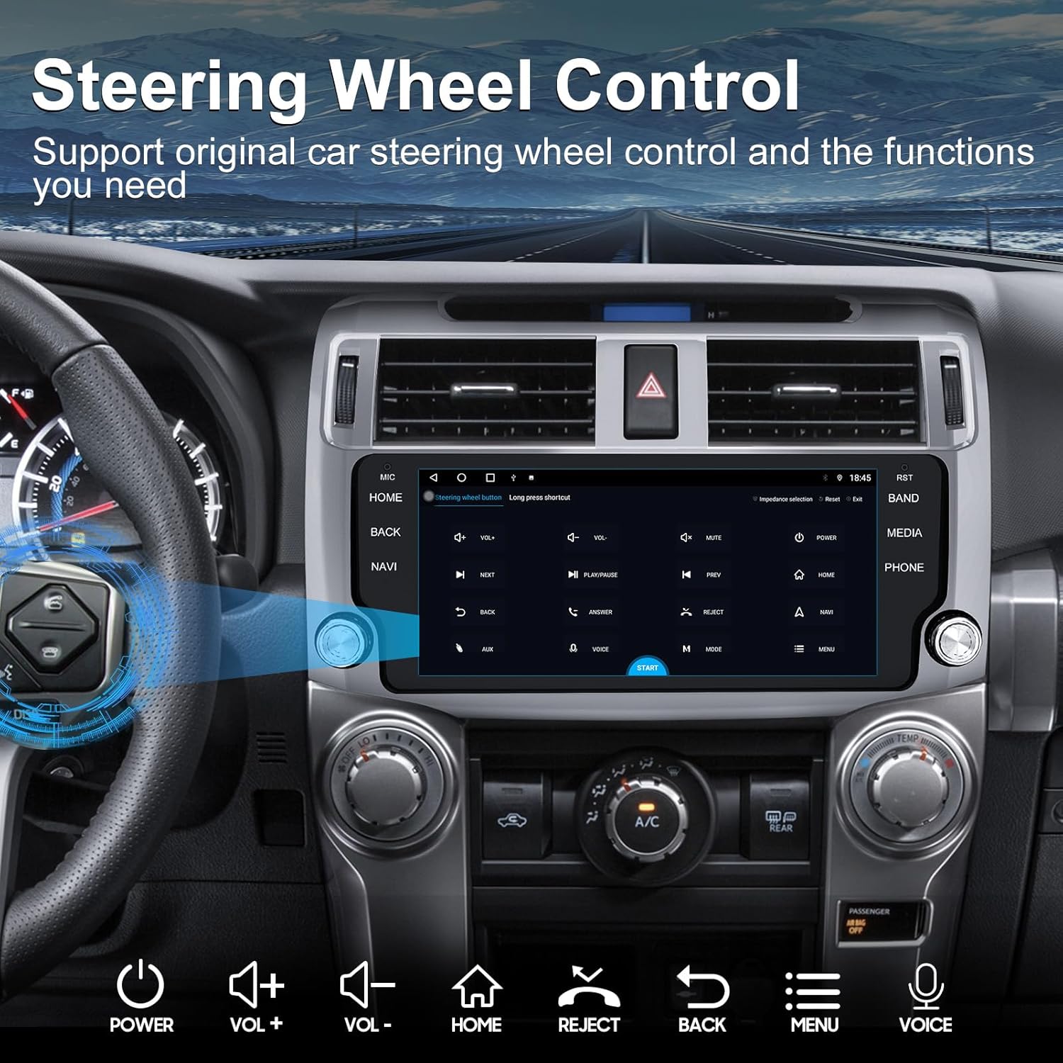 Car Stereo Radio Dash Kit for Toyota 4 Runner 2010-2019, JBL Wireless CarPlay Android Auto, 4GB+64GB 8 Core Head Unit 10.33 Inch IPS Touch Screen, GPS, Bluetooth, WiFi-Silver