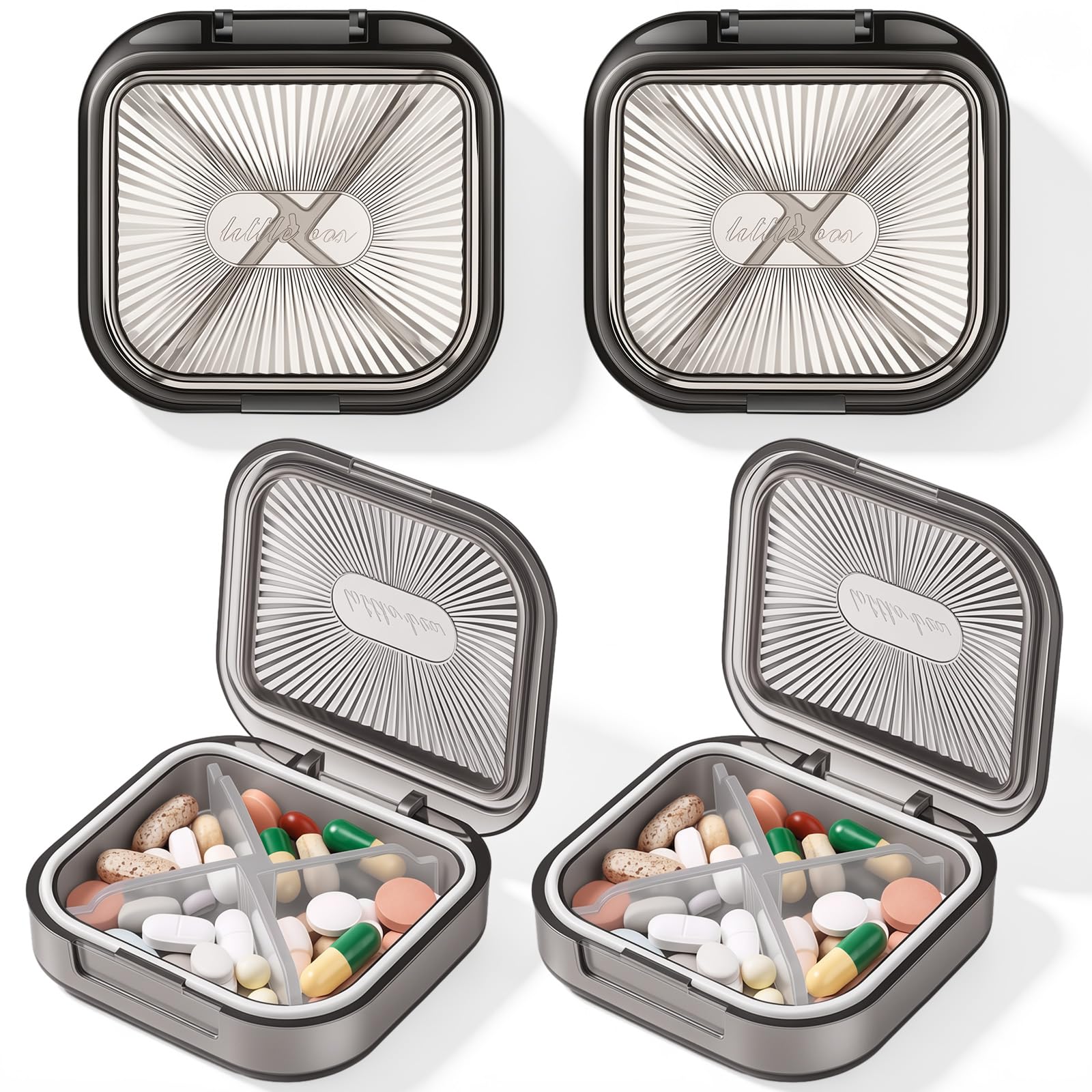 Kigley 4 Pcs Travel Swab Container with Lid,Gray, 2.95 X 2.75 Inch