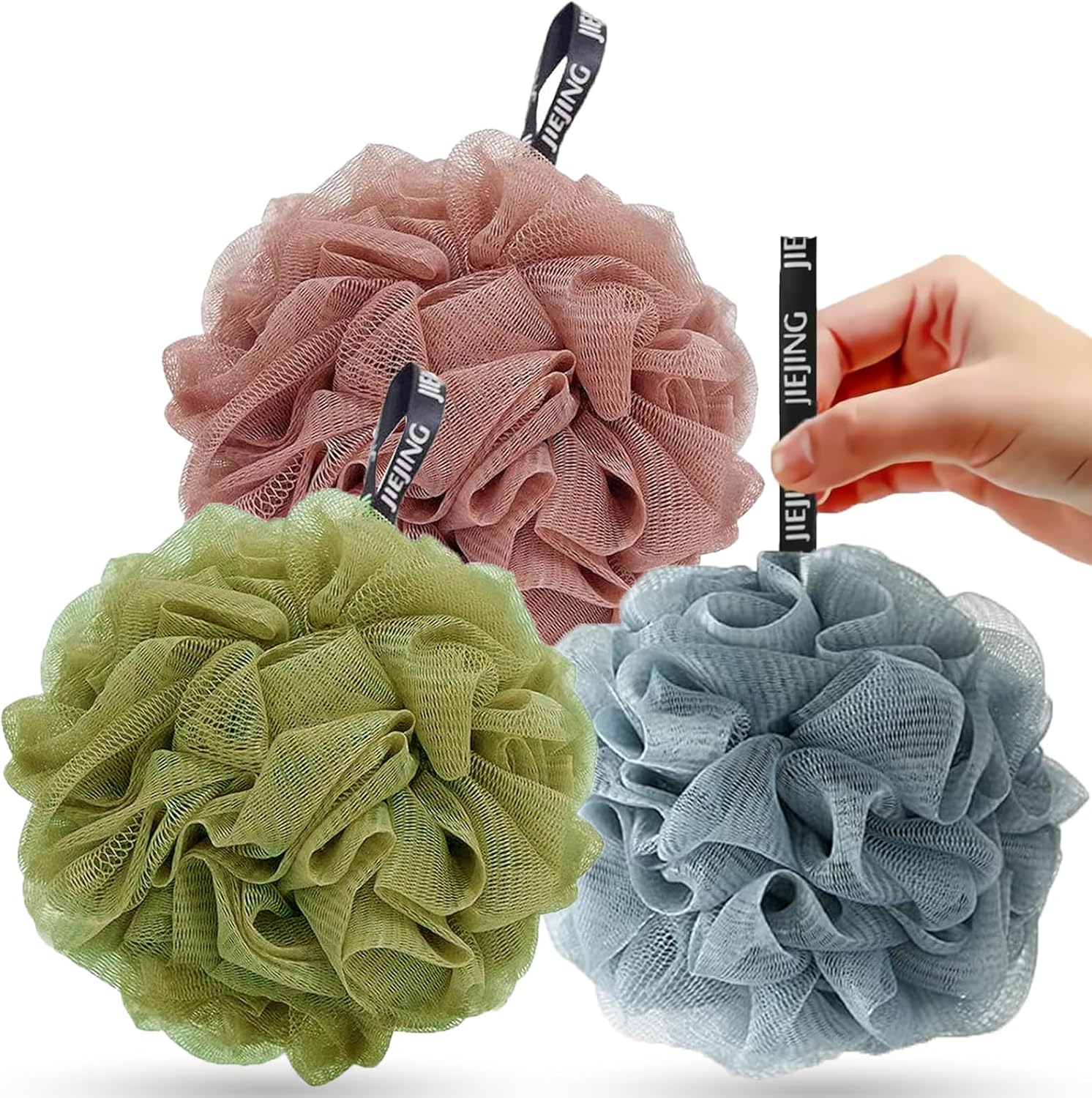 KISUOMAOYI Loofah Shower Puff 3Pcs - Ultra Soft Mesh Bath Sponges for ...