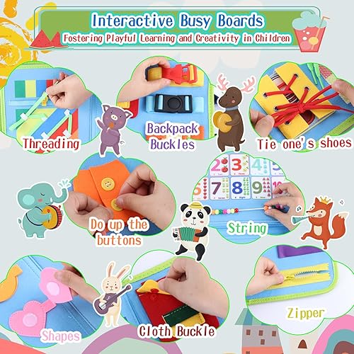 Miniatura 3 de Tablero de actividades Montessori Juguetes para niños y niñas de 1, 2, 3, 4 años, juguetes sensoriales de viaje, libro ocupado para avión,