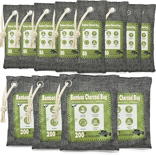 Absorbedor de olores de carbón activado, absorbente de olores frescos naturales, desodorante y eliminador de humedad, bolsas purificadoras de aire