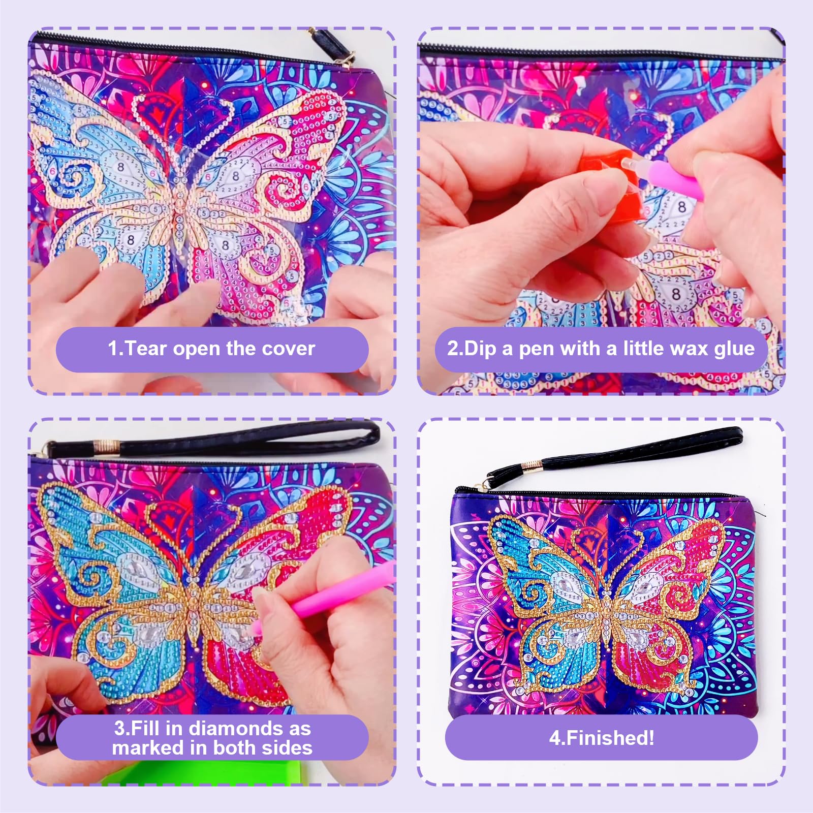 YdseozOA Ensemble De 2 Sacs De Peinture Diamant 5D, Petit Sac