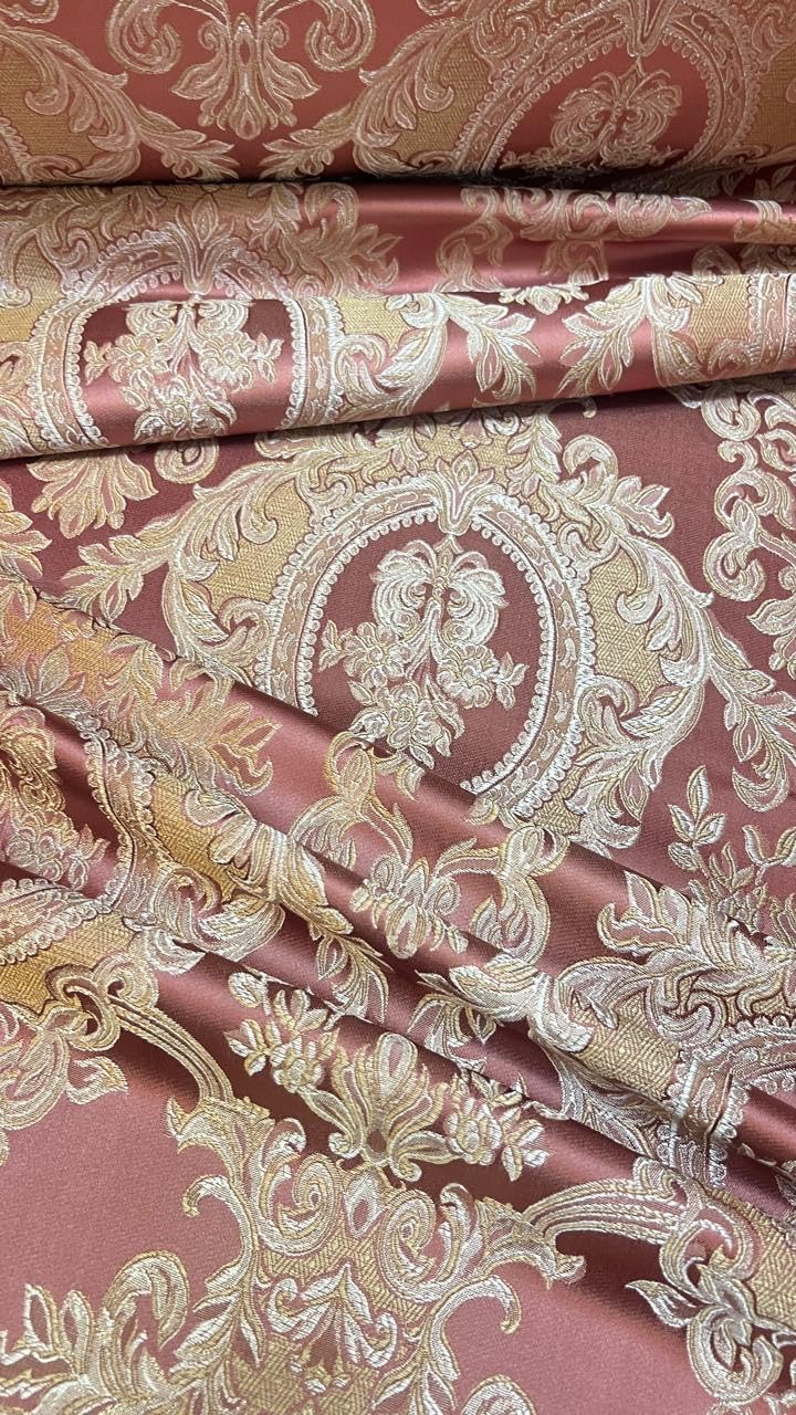Luxurious Woven Jacquard Damask Heavy Furnishing Fabric for Upholstery, Sofa, Chair, Cushion Covers, Head Board - Width 54 inches - Fabric by The Yard (Maroon)