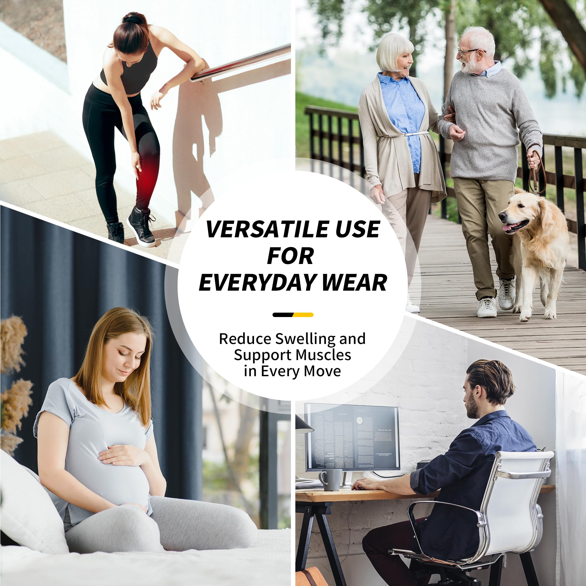 CAMBIVO Calze Compressione Graduata Donna Uomo 3 Paia, Calze a Compressione Graduata 20-30mmHg, Calze Antitrombo Elastiche a Compressione, Gambaletti Calzini per Sportive, Vene Varicose, Aereo, Corsa