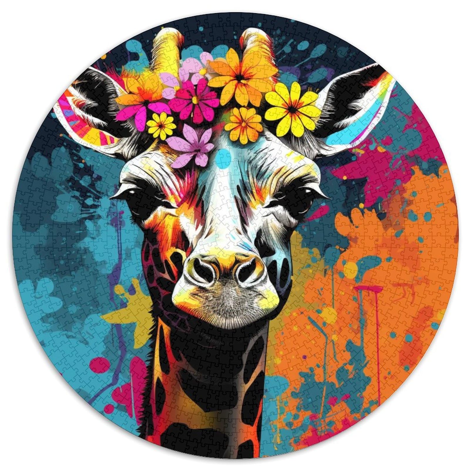 Giraffe Wearing Flowers Jigsaw Puzzles for Adults Jigsaw Puzzles for Adults 1000 Piece Family Activity,DIY Home Decor, 67.5x67.5cm — image 1