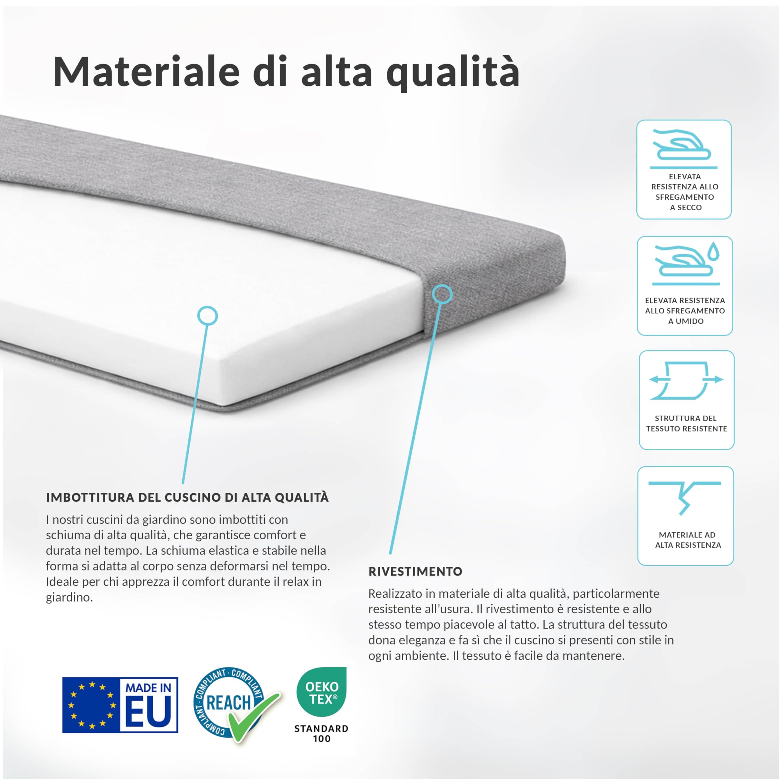 POKAR Cuscino per Panca 110x50 cm | Sfoderabile con Lacci Antiscivolo | Seduta per Panchina, Panca da Giardino, Dondolo, Sedia | Interno ed Esterno | OEKO-TEX | Prodotto nell'UE | Marrone
