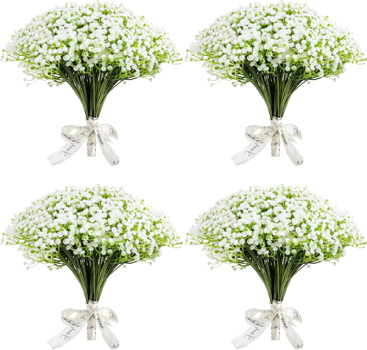 Imncya 120 Pcs Babys Breath Artificial Flowers, Babies Breath Faux Bulk Greenery, Real Touch White Gypsophila Fake Flower for Outdoors, Wedding Bouquets, Party, Home and Garden Decoration