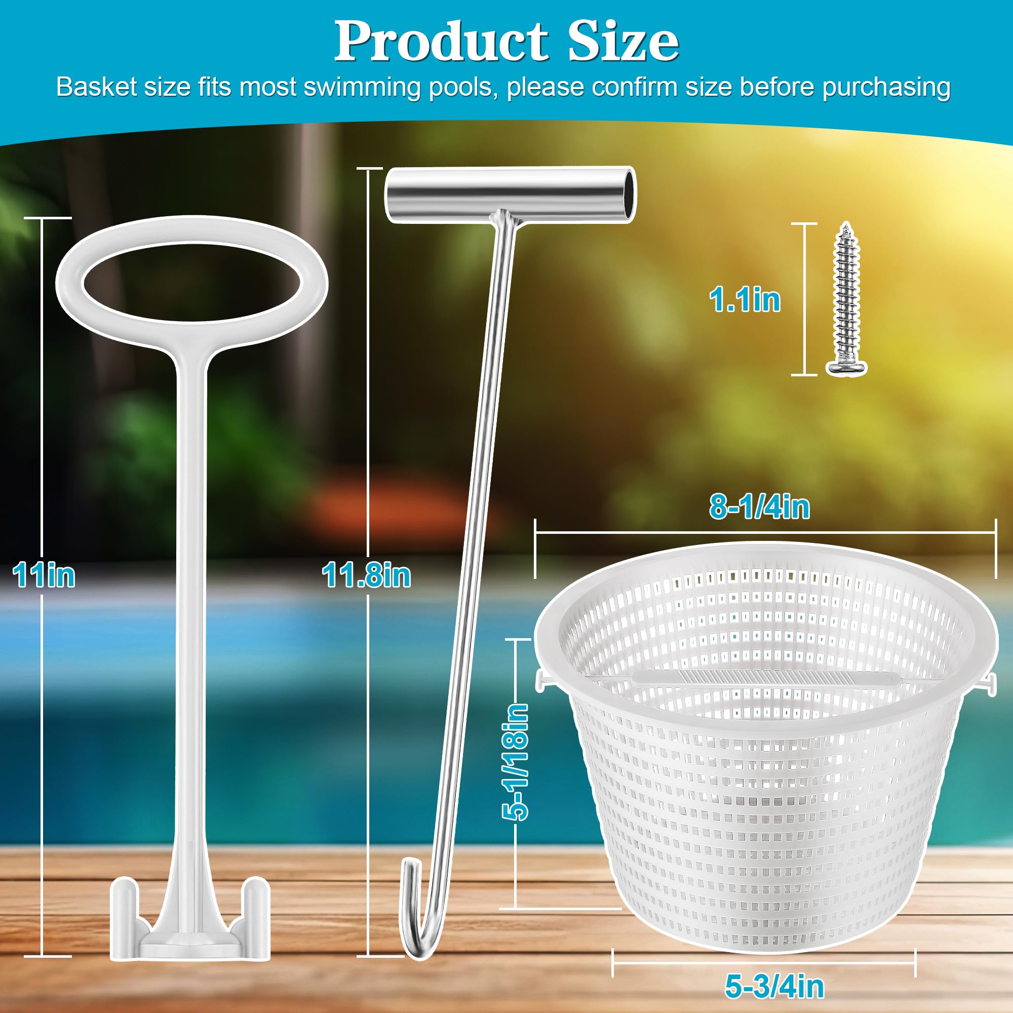 Saillong Mango de cesta de skimmer, gancho de cesta de skimmer de piscina, cesta universal para skimmer con asa, se adapta a todas las cestas de skimmer, mantiene las manos limpias y seguras