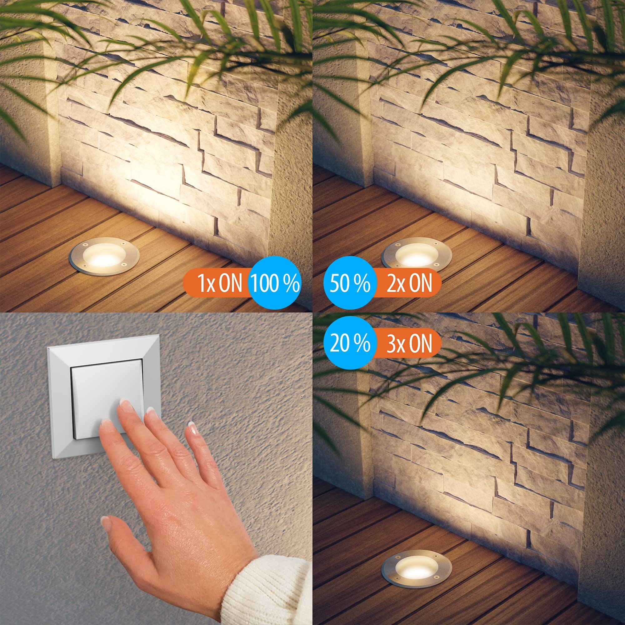 ledscom.de Lampe encastrée dans le sol BOLI pour l'extérieur, IP67, inox, givré, rond, 108mm Ø incl. lampe LED 500lm blanc chaud