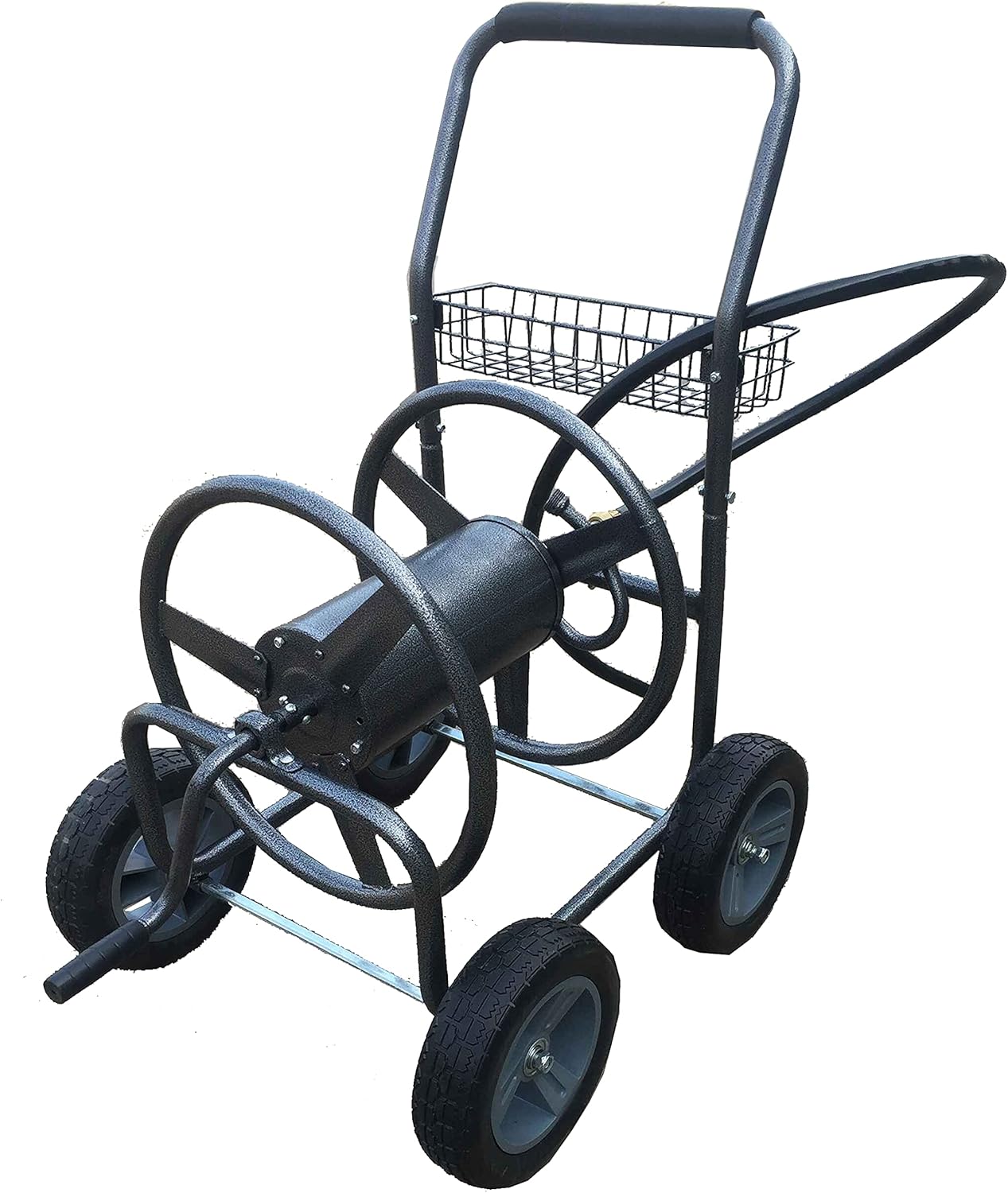 Backyard Expressions Commercial Hose Reel Cart - Heavy Duty Rolling Hose Caddie for Gardening - 225 Ft Hose Capacity 908196