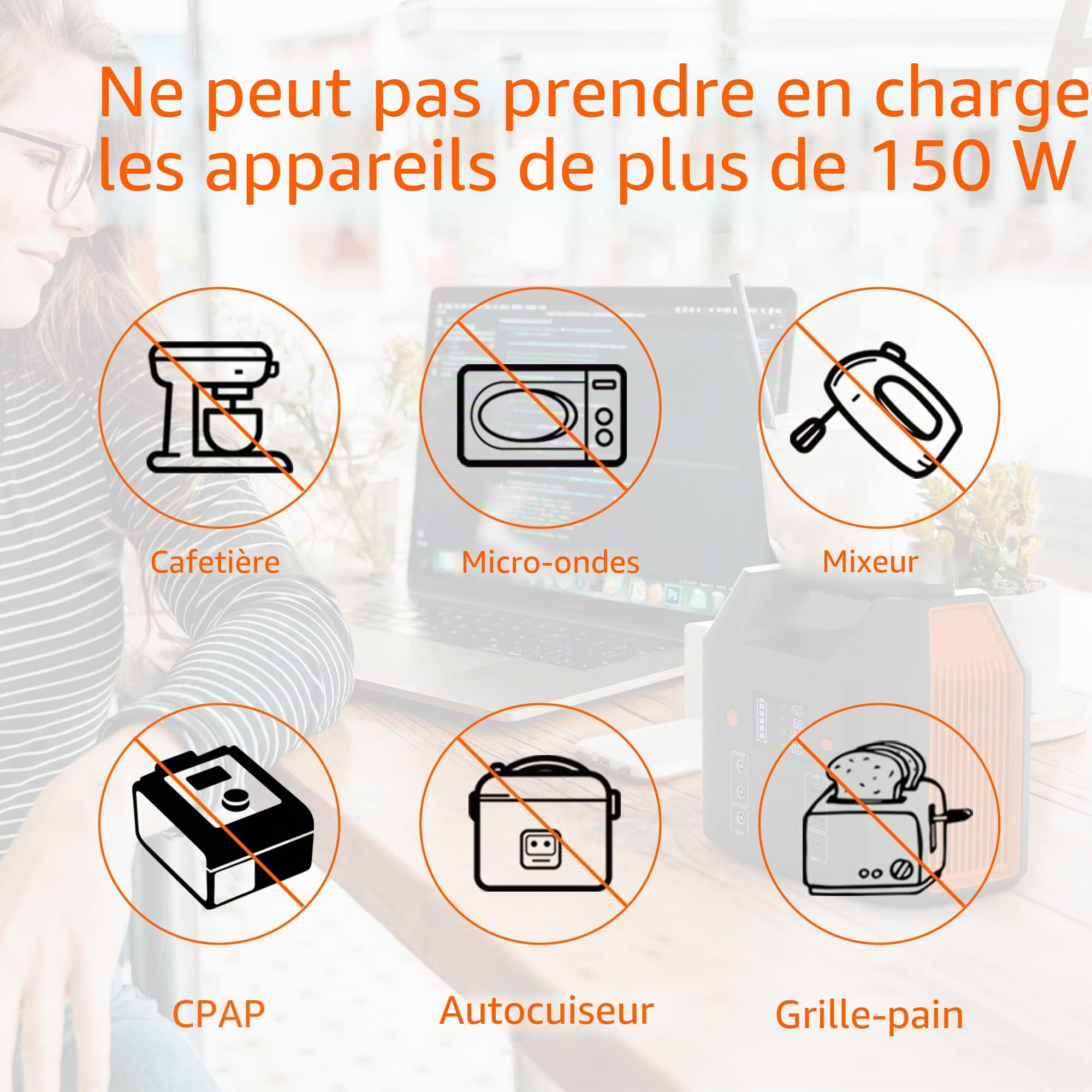 SinKeu Station d'alimentation portable 99 Wh,Avec prise 230 V/150 W,Port d'éclairage de voiture,Sortie USB, le camping, le camping-car et comme groupe d'alimentation de secours (noir)