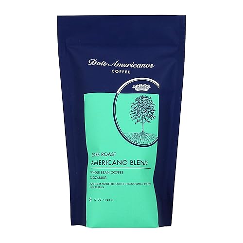 Dois Americanos Americano - Café en grano entero, tostado oscuro, 12 onzas