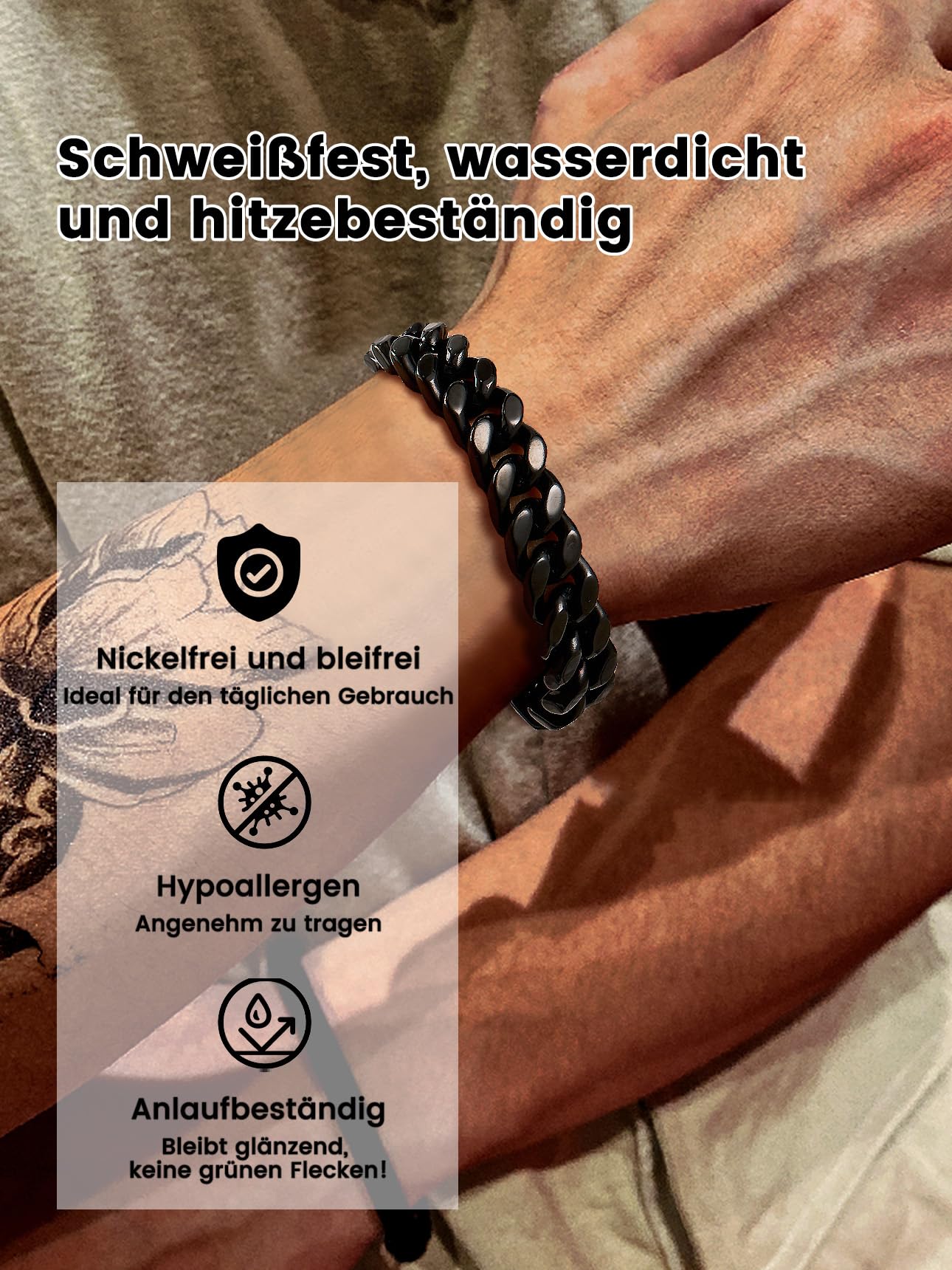 Bestyle Armband für Männer Herren 12,5MM breit Fashion Kettenarmband Damen Kubanische Miami Armkette Länge 19cm Silberkette mit Geschenkbox