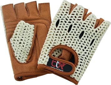 Mens Chauffeur Half Finger Padded Gloves - Driving, Motorbike, Cycling, Gym, Wheelchair, Crochet Back